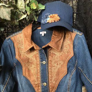 Reba large suede yoke and cuffs with matching cap